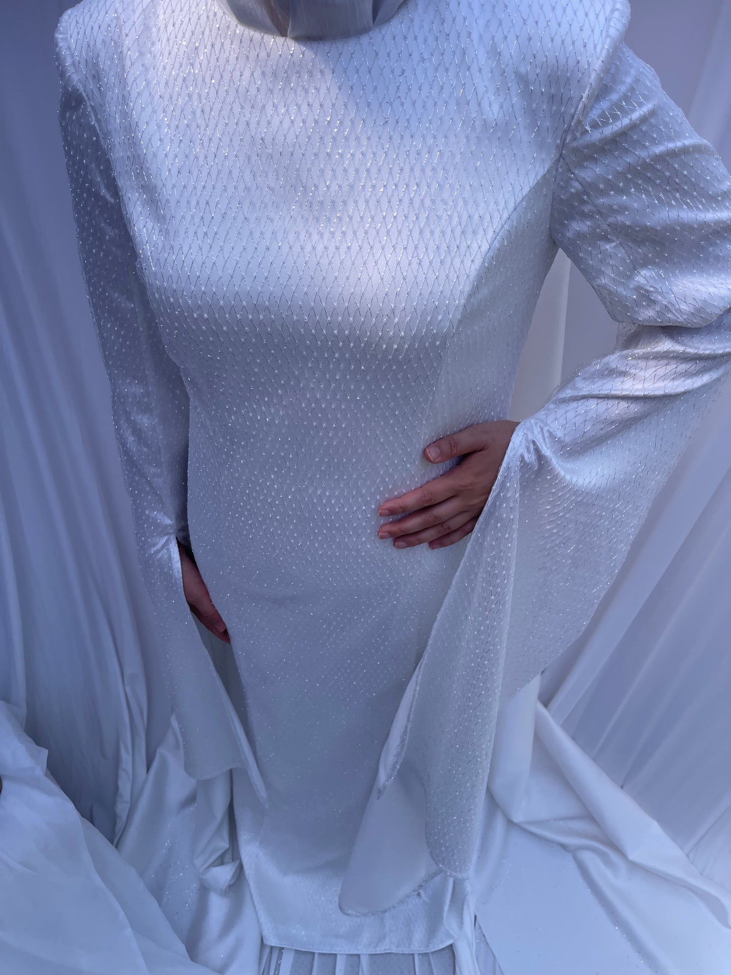 Modest Dress Viana Ecru White