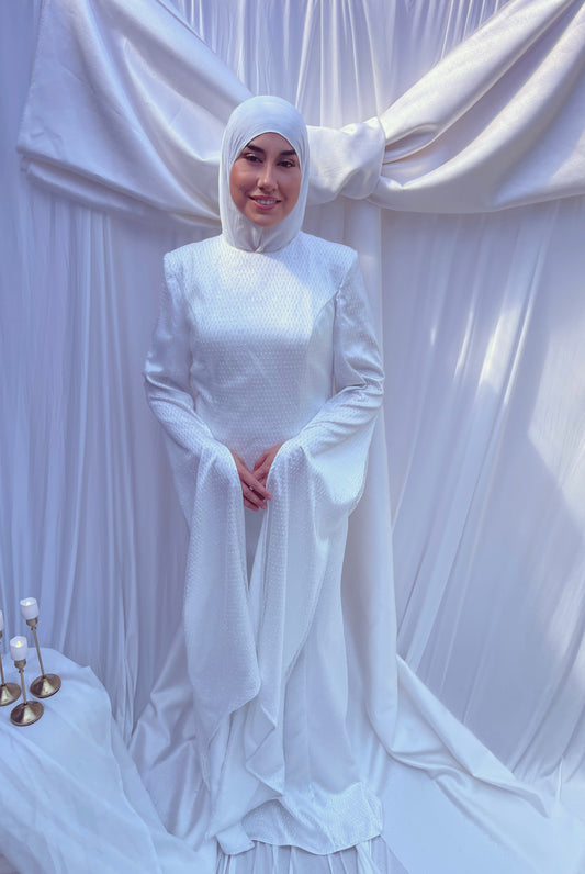 Modest Dress Viana Ecru White