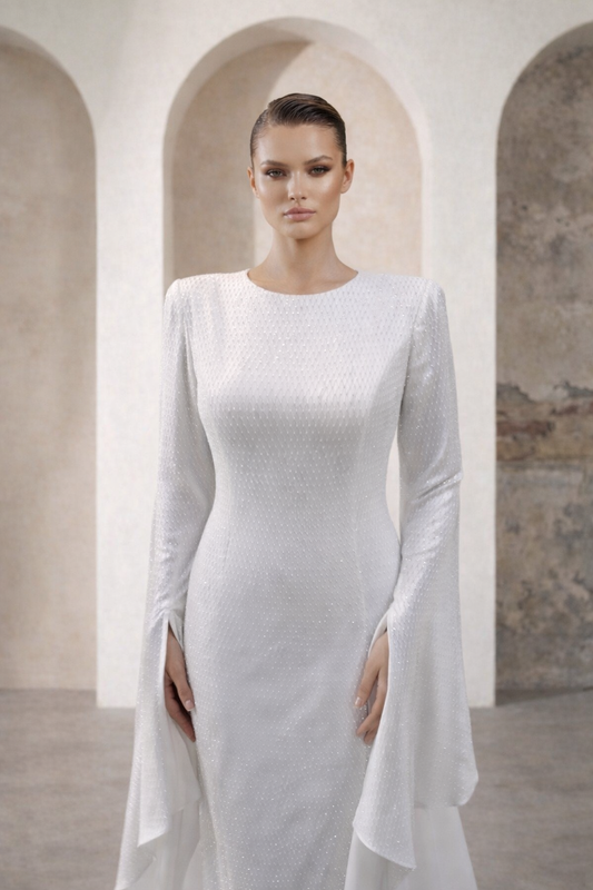 Modest Dress Viana Ecru White