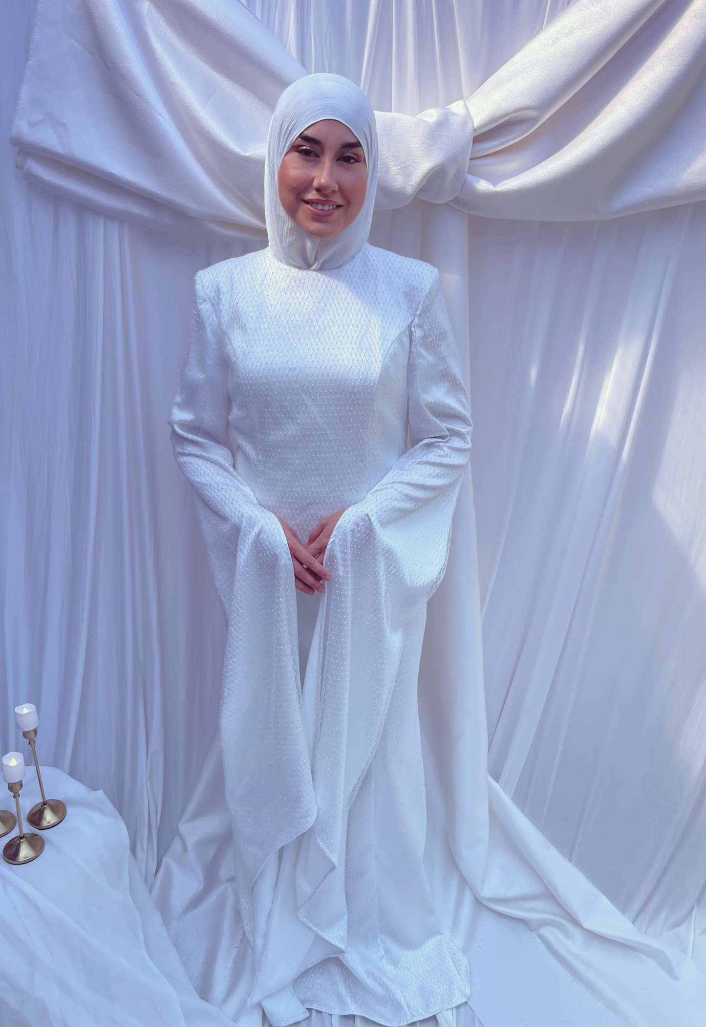 Modest Dress Viana Ecru White