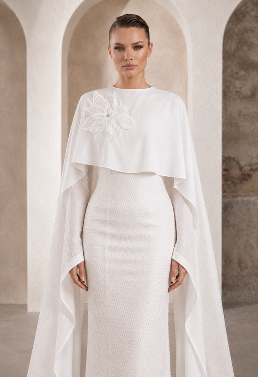 Modest Dress Viana Ecru White