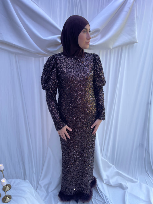 Modest Dress Liva Brown