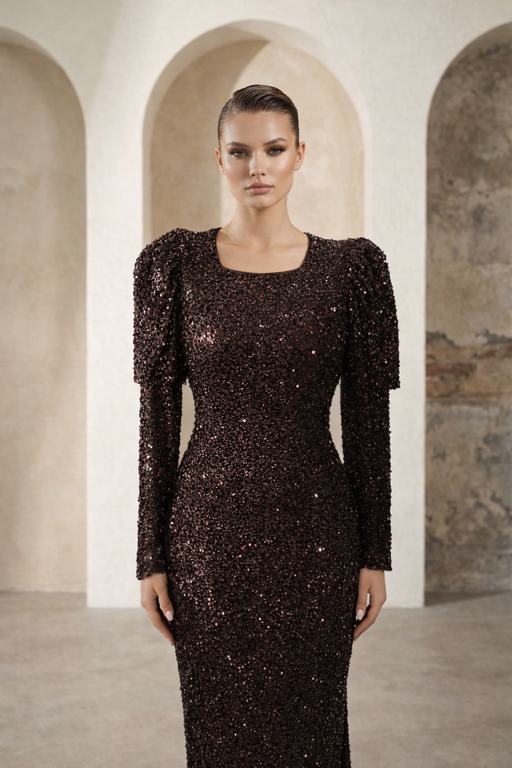 Modest Dress Liva Brown